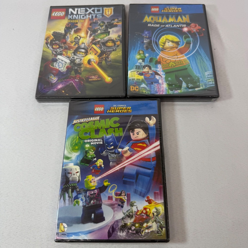 Lego DVD Bundle Nexo Knights Season 1 Aquaman Rage of Atlantis Cosmic Clash New